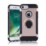 Wholesale iPhone 8 Plus / 7 Plus 360 Rotating Ring Stand Hybrid Case with Metal Plate (RoseGold)